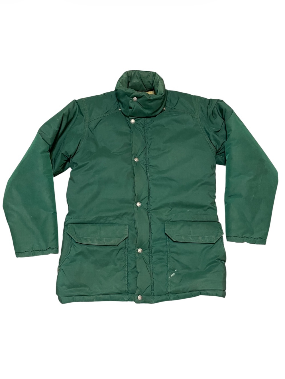 Vintage 70s The North Face Brown Label Fiberfill Puffer Jacket Parka Green Small